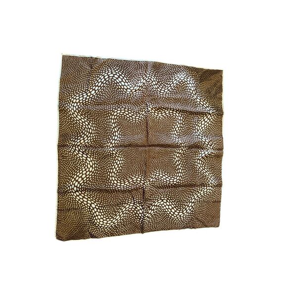 Nice Scarf Satin Acetate Vintage Japan Brown Gold cream Print Square - Picture 1 of 9